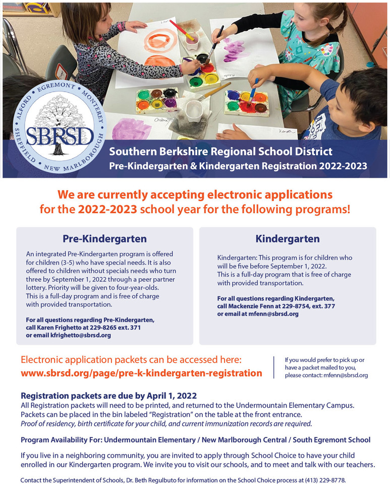 Pre-Kindergarten & Kindergarten Registration Flyer